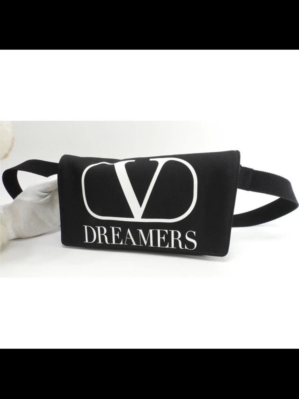 Valentino Garavani Black Dreamers Logo Crossbody Belt Bag